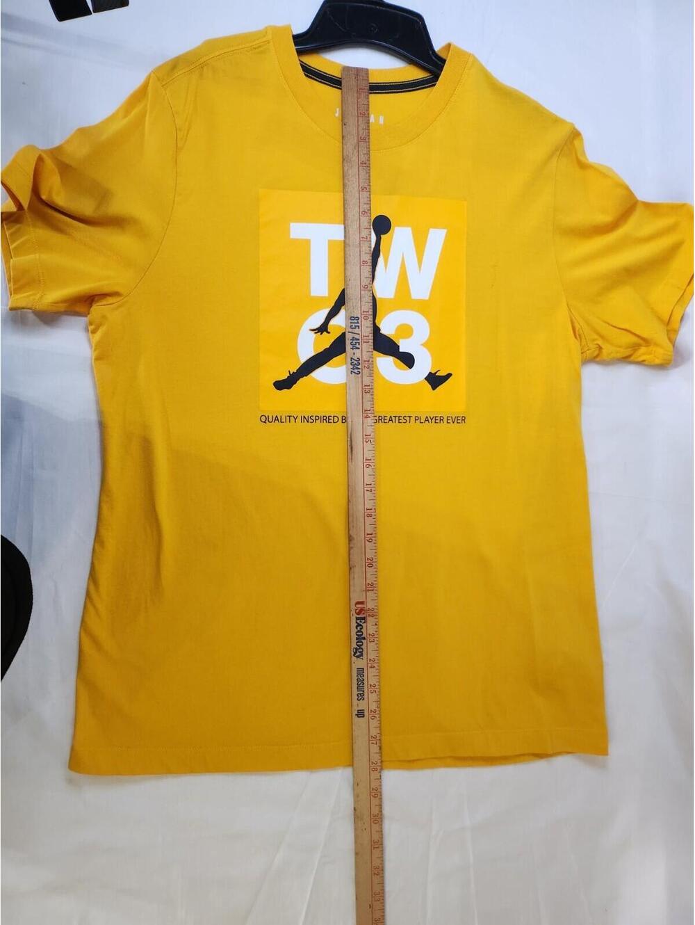 Jordan Jumpman TW 93 Graphic Men's Yellow Crew Neck Short Sleeve T-Shirt Size L - Picture 3 of 10